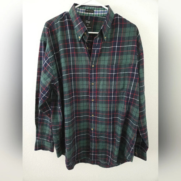Guy Laroche Paris Shirt Plaid Flannel Mens Size Large - Picture 1 of 7